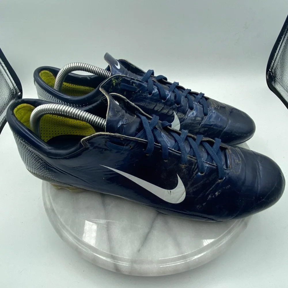 Nike Mens Soccer Cleats Mercurial Vapor IX FG Navy Blue White Athletic Shoes
